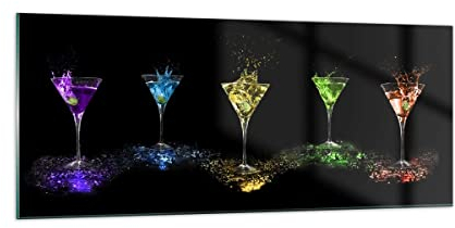 GAB 100x40-0442: Panorama Bild auf Glas - Cocktail, Alkohol, Wanddeko für Schlafzimmer, Küche, Wohnzimmer - Moderner Kunstdruck
