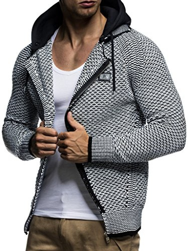 Leif Nelson Strickjacke Herren mit Abnehmbarer Kapuze & Reissverschluss - Strick Sweatjacke Männer Cardigan für Winter & Sommer