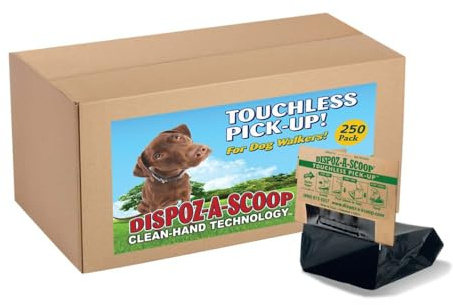 HealthPro Dispoz-A-Scoop - No Touch, Sanitary Dog Poop Scoopers - 250 Pack