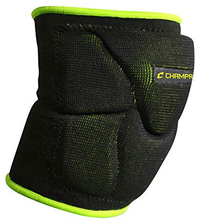 CHAMPRO Pro-Plus Low Profile Volleyball Knee Pad, Small, Black, Optic Yellow