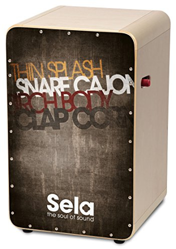 Sela SE 081 Casela Pro Cajon mit Snare On/Off Mechanik, spielfertig aufgebaut vintage garu