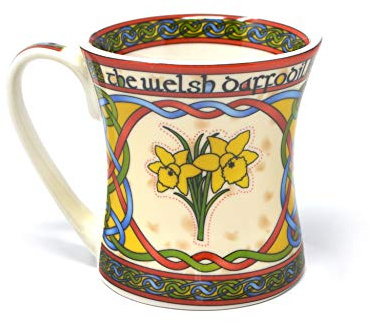 Walisischer Daffodil Narzisse Cymru Keramikbecher Keramik Becher | Welsh Tasse aus New Bone China | 325 ml Porzellantasse von Royal Tara