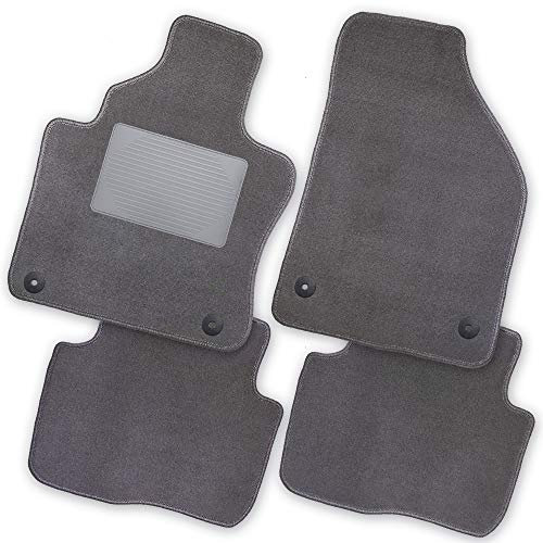 Bär-AfC Auto Fußmatten Exklusiv passend für Nissan Micra K12 2003-2010, Autoteppiche Velours Grau, Rand Kettelung Grau, Trittschutz Kunststoff, Set 4-teilig, NI02490