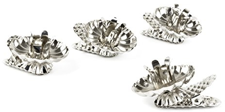 Helmecke & Hoffmann * 4er Set Baumkerzenhalter Kerzenhalter für den Weihnachtsbaum | Gold oder Silber (Silber)