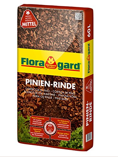 Floragard Mulch Pinienrinde 15-25 mm 60 L • mittel • dekorativer Bodenbelag • unterdrückt Unkrautwuchs • naturbelassen • für mediterranes Flair