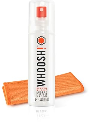 WHOOSH! Bildschirmreiniger Go XL Für Handy, MacBook, Brille - 100ml Laptop Reinigungsset mit Mikrofasertuch, Leistungsstark Streifenfrei Auto Display Reiniger - Schlanke Flasche für Zuhause und Reise