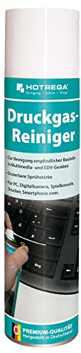 HOTREGA Druckgas-Reiniger 400 ml | Druckluftspray, Druckgasspray, Druckluftreiniger mit Kapillarrohr | Einfach anwendbar | Schonende Reinigung