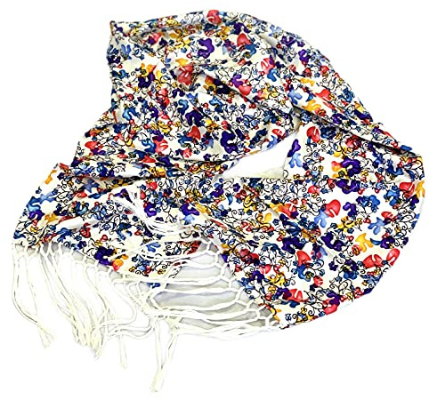 Prettystern - 210cm Twill schwere Seide Fransen Schal handrolliert - Blümchen - 2 Farben
