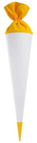 goldbuch 97844 Bastelschultüte, Rohling zum Selbstgestalten mit Filzverschlus und Filzspitze, Schultüte 70cm, Zuckertüte zur Einschulung, für Einschüler, Schulkinder & Berufsanfänger, Weiß / Gelb