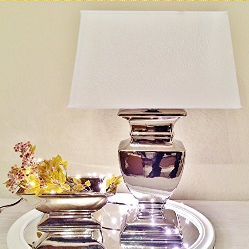 DRULINE Silver Lady 59 cm Tischlampe WEIß Shabby Chic Tischleuchte Silber Keramiklampe Lampe Leuchte
