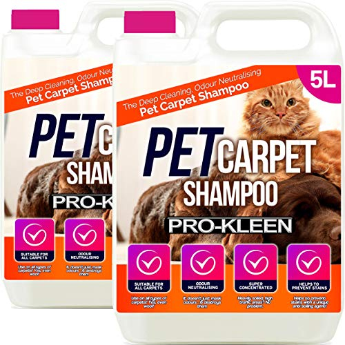 Pro-Kleen Pet Carpet Cleaner Professional upholstery extraction shampoo solution, with reactivating odour treatment, Suitable for all Carpet Cleaning Machines (10 Litres)