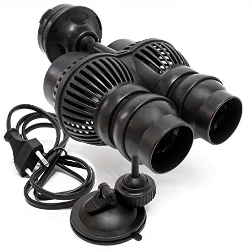 SunSun JVP-202AB Strömungspumpe 12000 l/h 24 W Aquarium Pumpe mit 2 schwenkbaren Düsen, Saugnapf und Magnethalter zur einfachen Befestigung