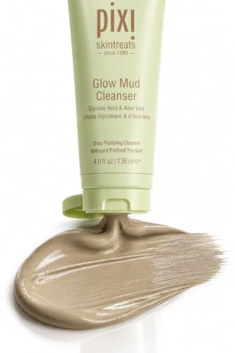 Pixi Beauty Glow Mud Cleanser | Reinigender Täglicher Gesichtsreiniger mit 5% Glykolsäure | Peelt Sanft & Reinigt, ohne die Haut Auszutrocknen | 4,57 fl oz/135 ml