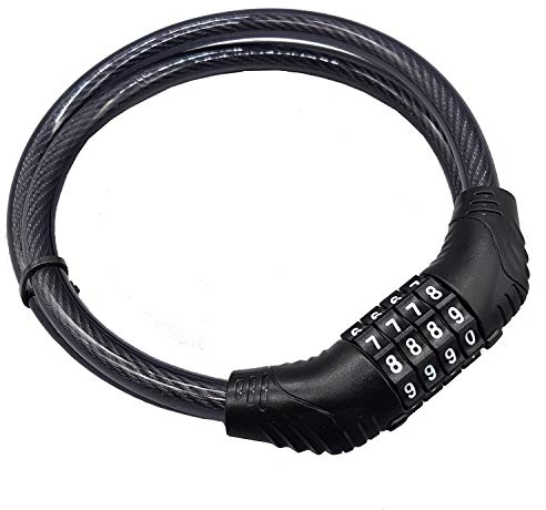 Land-Haus-Shop® Fahrradzahlenschloss 80 cm, Stahlseil ummantelt, Fahrrad Zahlen Schloss (Schwarz)