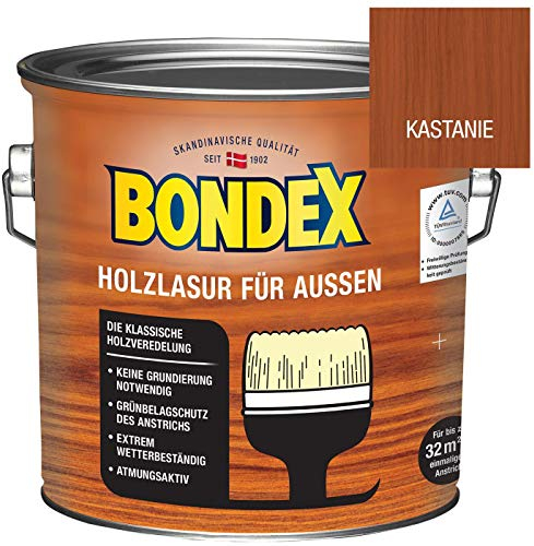 Bondex Holzlasur für Aussen kastanie 2,5L Holzschutzlasur Holz Lasur