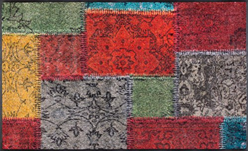 wash+dry Fußmatte, Vintage Patches 75x120 cm, innen und außen, waschbar, Bunt