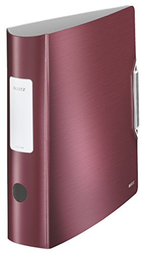 Leitz Qualitäts-Ordner 180° Active Style, A4, Granat Rot, Abgerundeter Rücken mit 8,2 cm Rückenbreite, Gummibandverschluss, Leichtes Polyfoam, 11080028