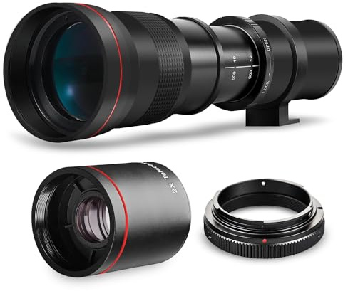 High-Power 420-1600mm f/8.3 HD Manual Telephoto Lens for Nikon D500, D600, D610, D700, D750, D800, D800e, D810, D810a, D850, D3400, D5000, D5100, D5200, D5300, D5500, D5600, D7100, D7200, D7500 DSLR