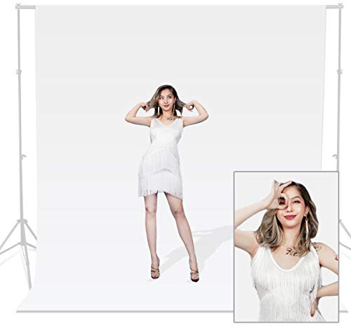 Photography Backdrop Background 10x10ft/3x3m, Collapsible White Photo Backdrop White Backdrop Curtain, 100% Cotton Muslin White Screen Background Backdrop for Photography, Video and Television