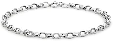 CARISSIMA Damen-Armband 9ct White 130 Hollow Oval Belcher Bracelet 25.40cm/10 375 Weißgold-5.24.5855
