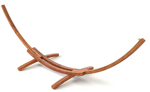 XL Outdoor Hängemattengestell 400 cm, Holz Eukalyptus wetterfest, Gestell Madagaskar braun ohne Hängematte