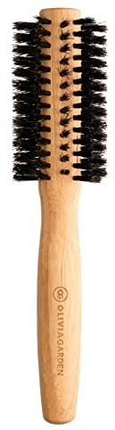 Olivia Garden Bamboo Touch Brush – Eco-conscious Round Bamboo Blowout Hair Brush, 100% Boar Bristles - 20mm