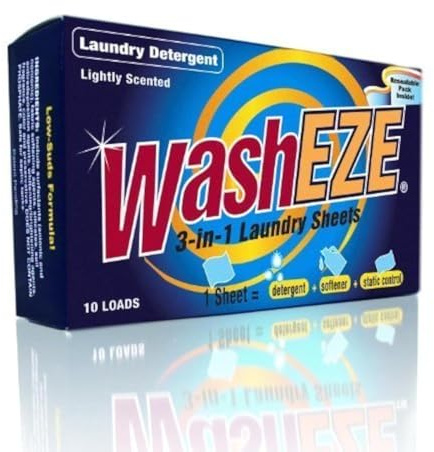 WashEZE Laundry Detergent Sheets 40 Loads Light Scent Includes Detergent Fabric Softener Stain Lifter and Static Guard All in One Laundry Detergent Solution