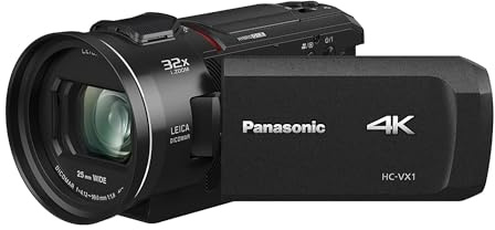 Panasonic PANASONIC HC-VX1 4K Camcorder, 24X LEICA DICOMAR Lens, 1/2.5 BSI Sensor, Three O.I.S. Stabilizer Systems, HDR Mode, Wireless Multi-Camera Capture (USA Black)