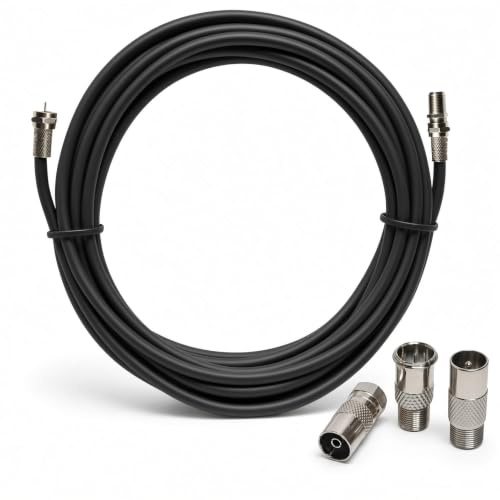 RosenetSys Virgin/Sky Extension Cable - suitable for Virgin Media (all equipment including 360, V6, Hub 3 4 and 5) and Sky & Freesat boxes Coaxial (10m Black)