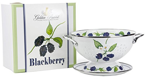 Golden Rabbit Emaille-Sieb und Abtropfteller, Geschenk-Set, Brombeere