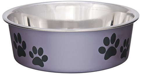 Loving Pets – Bella-skålar – hundmats och vattenskål, utan spetsar, i rostfritt stål, husdjursskål, halkfri och spillsäker (liten, Grape Purple)