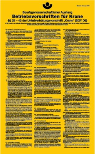 LEMAX® Aushang, Betriebsvorschriften für Krane gem. DGUV Vorschrift 52 Alu glatt 275x450mm