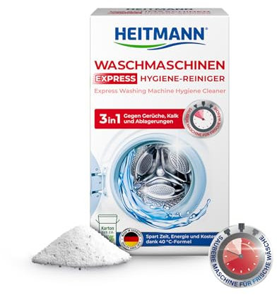 HEITMANN Express Waschmaschinen Reiniger: entfernt Kalk, Ablagerungen und Gerüche, Maschinenreiniger, 250 g