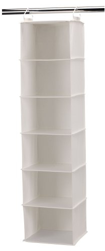 Household Essentials 311312 Hanging Closet Organizer | 6-Shelves | Natural Canvas