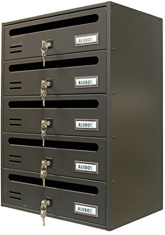 ALUBOX CUBO Cassette Postali Condominiali 6 Posti 63X38,5X25 Cm In Lamiera Zincata Cassetta Postale Condominiale Orizzontale Da Esterno E Interno Protetto (ANTRACITE)