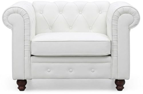 Menzzo Grand Fauteuil Chesterfield - Sessel Weiß