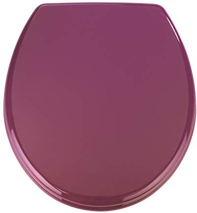 WENKO WC-Sitz Prima Lila, hochwertiger Toilettensitz im Retro-Style, WC-Deckel inklusive Wandpuffer und rostfreier Edelstahlbefestigung, Spülkastengeeignet, Toilettenbrille aus MDF, 37 x 41 cm