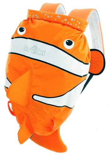 Trunki Sac à Dos et de Sport Enfant Résistant à l’Eau – PaddlePak Chuckles le Poisson Rouge (Orange)