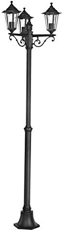EGLO utomhusgolvlampa Laterna 4, 3-lampig utomhuslampa, golvlampa av gjuten aluminium och glas, färg: svart, uttag: E27, IP44