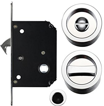 Sliding Pocket Door Bathroom Privacy Lock Set (Polished Chrome)