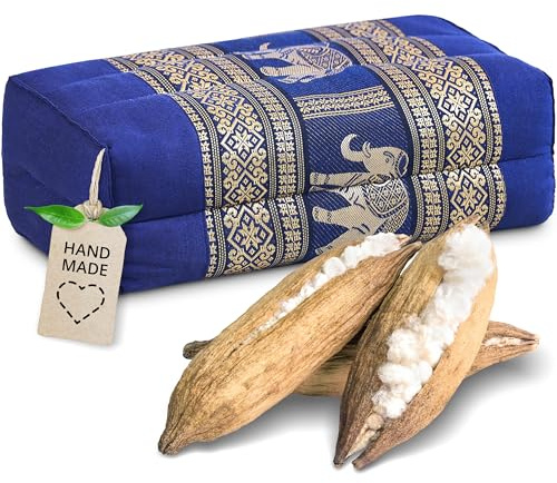 livasia Block Yogakissen eckig Thaiseide - 17x34x12cm - Meditationskissen Kapok, Stützkissen rechteckig, Yoga Pilates Zubehör Nackenkissen, Thaikissen fest handgefertigt