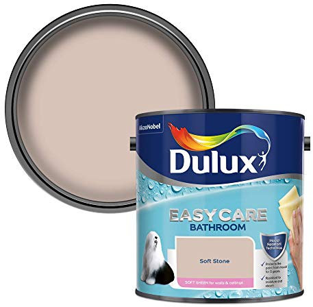 Dulux 500001 Easycare Bathroom Soft Sheen Emulsion Paint for Walls and Ceilings - Soft Stone 2.5L