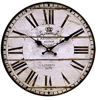 LB H&F Lilienburg Wanduhr ohne tickgeräusche schwarz geräuschlos rund Holz Wohnzimmer Küchenuhr lautlos Vintage antik K