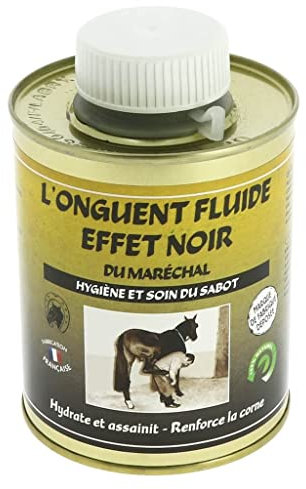 „Onguent Fluide“ von Maréchal (Huföl), schwarz färbend 500 ml Topf (Pinsel integriert)