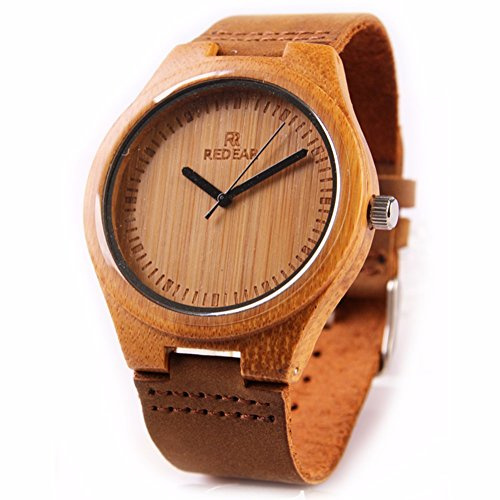 soyouth REDEAR Watch Men Women High-Grade Wooden Watch Quartz Movement Casual Leather Sport Watch