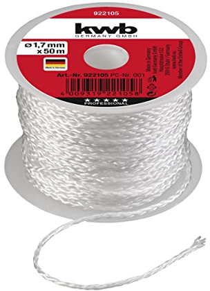 kwb 922105 Corda per muratori 50 metri, bianca, corda di guida per lavori di pavimentazione e muratura 1,7 mm, filo a piombo per applicazioni div.