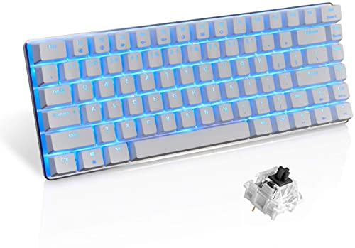 UrChoiceLtd AK33 Blaue LED-Hintergrundbeleuchtung Anti-Ghosting USB-Kabel Mechanische Gaming-Tastatur Schwarze Schalter für Büro, Schreibkräfte und Spiele (schwarzer Schalter, weiß)