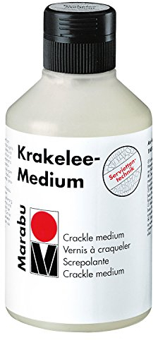 Marabu 11400013840 - Farbloses Krakelee Medium auf Wasserbasis, 250 ml Flasche, für Reißlacktechnik, geeignet für Holz, Metall, Glas, Terracotta, Leinwand, Keramik, Porzellan und Modelliermasse