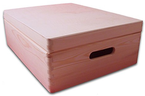 Medium Wooden Chest with Lid - Storage Chest - Toy Box - DIY Box - Plain Wooden Crate 40x 30x 14cm