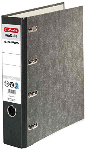 Herlitz 5190806 Doppelordner A4 7cm Wolkenmamorbezug schwarzer Rücken (5, Schwarz)